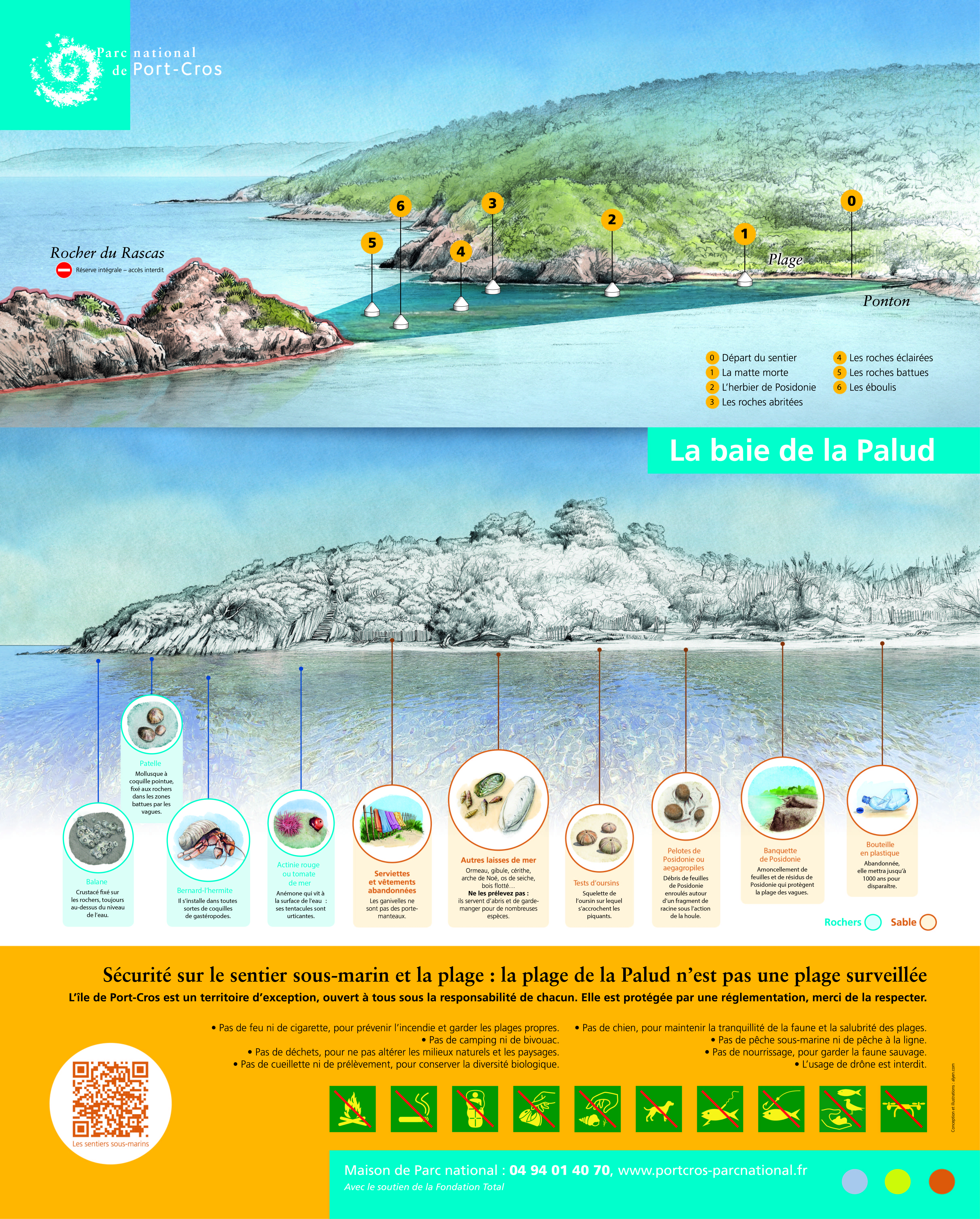 Plan du sentier sous-marin de la Plage de la Palud